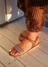 Linzi Halo Tan Weaved Embellished Flat Sandals - Size 4 Image 1