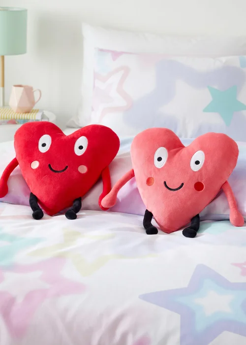 Catherine Lansfield Pink Red Forever Together Sweet Hearts Magnetic Hands Cushions - One Size Image 1