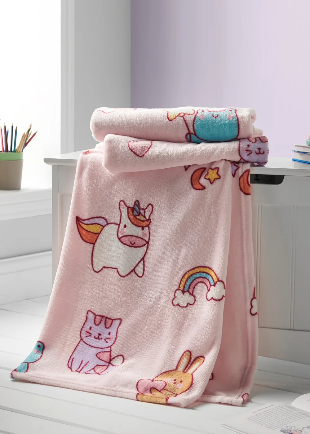 Catherine Lansfield Kids Pink Forever Together Cosy Fleece Blanket Throw - One Size Image 1