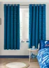 Catherine Lansfield Kids Jawsome Shark Fully Reversible Eyelet Curtain Navy Blue - 66W X 72D (168x183cm) Image 3