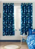 Catherine Lansfield Kids Jawsome Shark Fully Reversible Eyelet Curtain Navy Blue - 66W X 72D (168x183cm) Image 2
