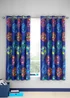 Catherine Lansfield Bright Football Fully Reversible Eyelet Curtains Navy Blue - 66W X 72D (168x183cm) Image 2