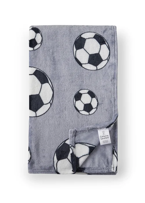 Catherine Lansfield Cosy Grey Football Fleece Blanket Throw - One Size Image 4