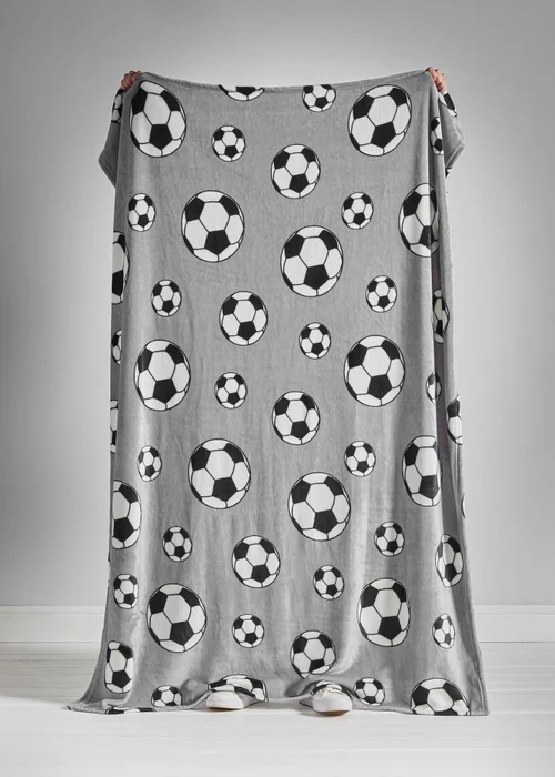 Catherine Lansfield Cosy Grey Football Fleece Blanket Throw - One Size Image 3
