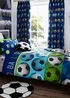 Catherine Lansfield Kids Football Lined Pencil Pleat Curtains Blue - 66W X 72D (168x183cm) Image 3