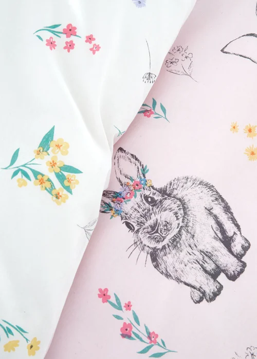 Catherine Lansfield Bunny Tails Ditsy Flowers Reversible Duvet Cover Set Pink - Junior Image 4