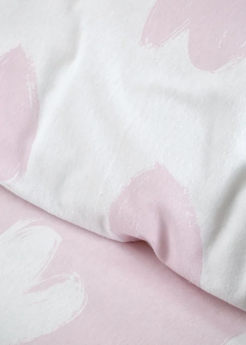 Catherine Lansfield Brushed Cotton Hearts Reversible Double Duvet Cover Set Pink - Junior Image 4