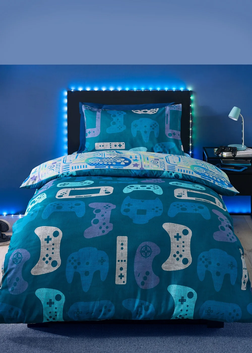 Catherine Lansfield Kids Gamer So Soft Duvet Cover Set Grey - Single Image 2
