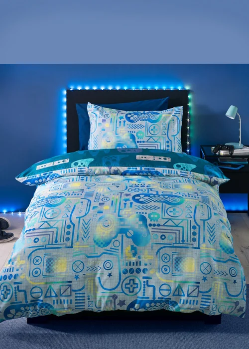 Catherine Lansfield Kids Gamer So Soft Duvet Cover Set Grey - Single Image 1