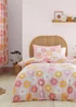 Catherine Lansfield Retro Daisy Reversible Duvet Cover Set Pink - Single Image 1