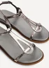 Linzi Saylor Pewter Faux Leather Textured T Bar Sandals - Size 6 Image 5