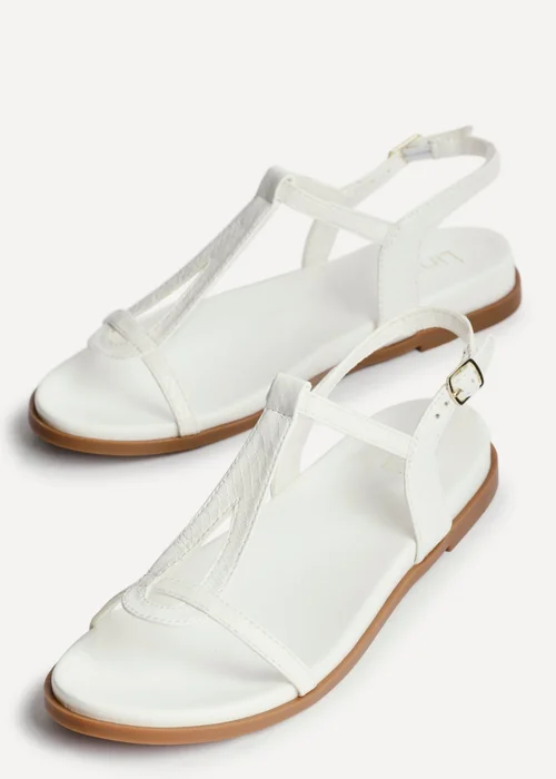 Linzi Saylor White Faux Leather Textured T Bar Sandals - Size 5 Image 4