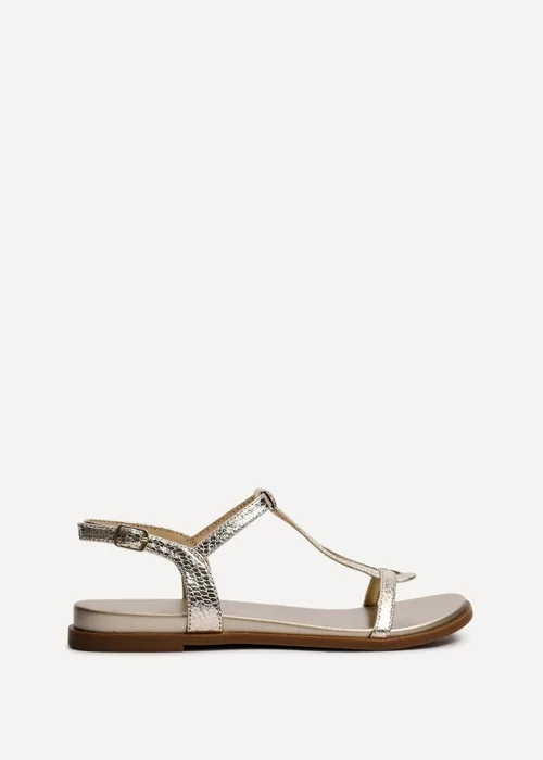 Linzi Saylor Gold Faux Leather Textured T Bar Sandals - Size 4 Image 2