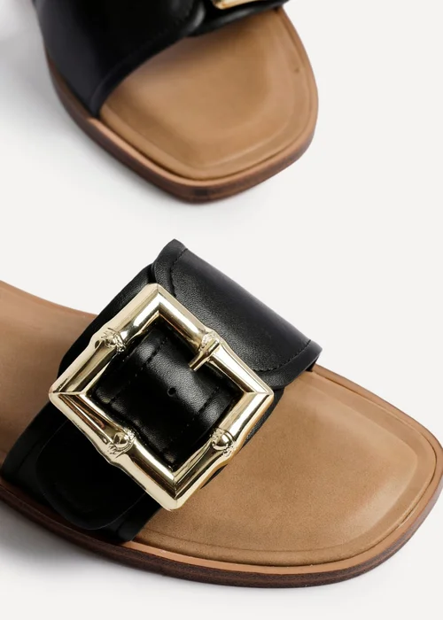 Linzi Tyla Black Faux Leather Flat Slider Sandal - Size 6 Image 4