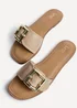 Linzi Tyla Taupe Faux Leather Flat Slider Sandal - Size 6 Image 4
