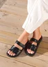Linzi Essential Black Faux Leather Slip On Sandal - Size 3 Image 1