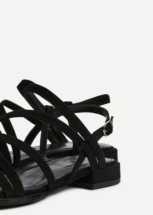 Linzi Lucie Black Faux Suede Strappy Sandals - Size 4 Image 4