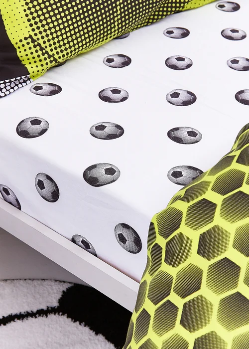 Catherine Lansfield White Football Fitted Sheet - Single Image 1