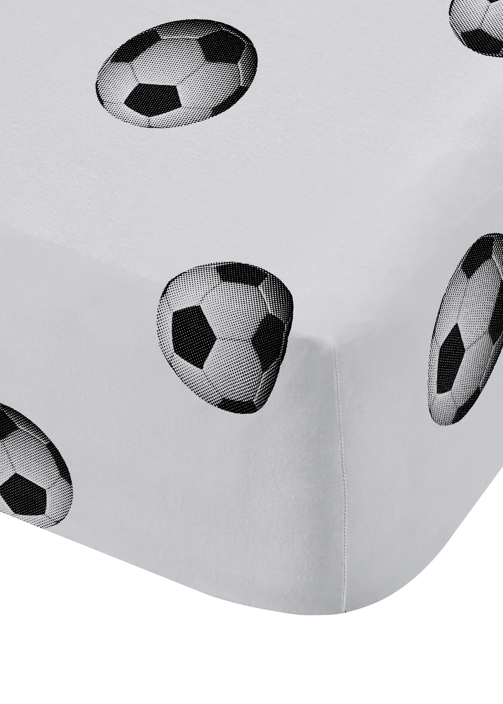 Catherine Lansfield White Football Fitted Sheet - Single Image 2