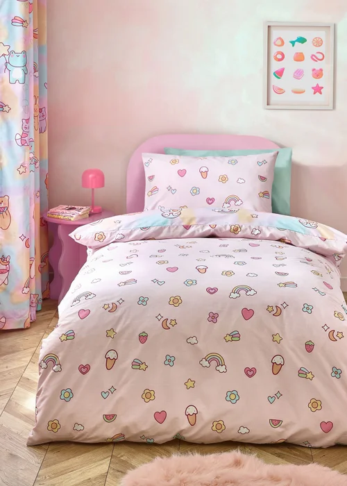 Catherine Lansfield Kids Forever Together Reversible Duvet Cover Set Pastel - Junior Image 2