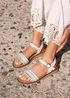 Linzi Halo White Weaved Embellished Flat Sandals - Size 4 Image 1