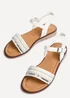 Linzi Halo White Weaved Embellished Flat Sandals - Size 4 Image 5