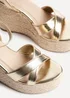 Linzi Tahiti Gold Faux Leather Crossover Espadrille Wedge - Size 7 Image 4