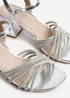Linzi Gracie Silver Faux Leather Diamante Crossover Heeled Sandals - Size 3 Image 5