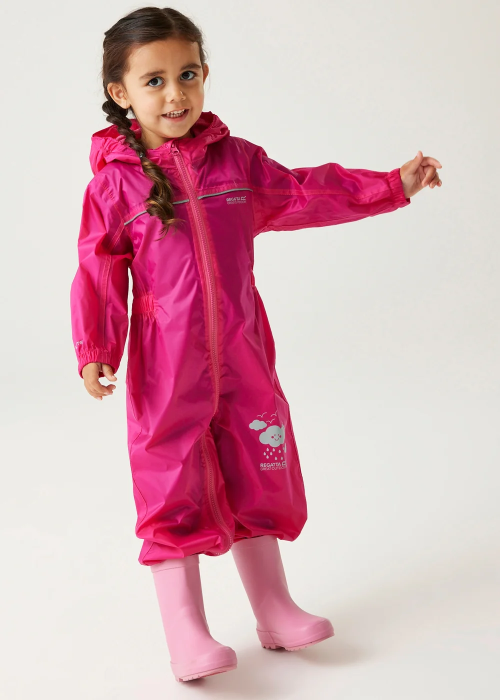 Regatta Jem Kids Puddle IV Dusty Pink Waterproof Breathable Isolite Rainsuit (6 Months - 6 Years) - 18 - 24 Months Image 1