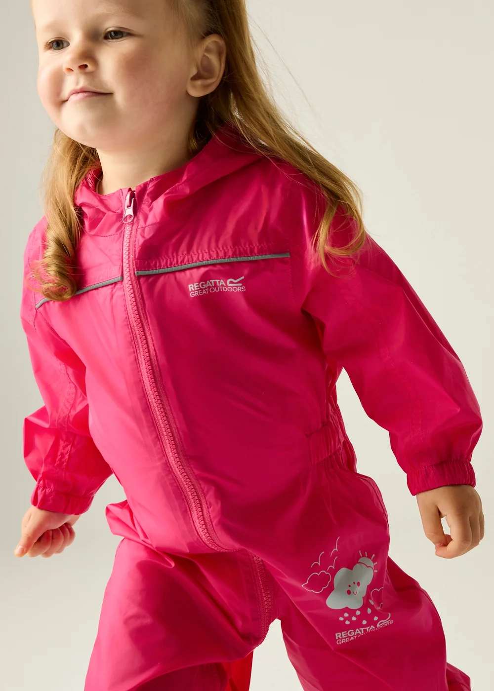 Regatta Jem Kids Puddle IV Dusty Pink Waterproof Breathable Isolite Rainsuit (6 Months - 6 Years) - 18-24 months Image 5