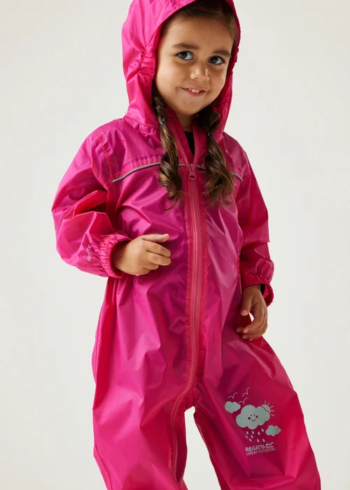 Regatta Jem Kids Puddle IV Dusty Pink Waterproof Breathable Isolite Rainsuit (6 Months - 6 Years) - 18 - 24 Months Image 4