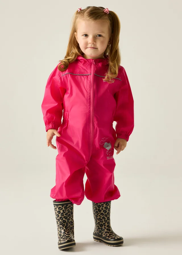 Regatta Jem Kids Puddle IV Dusty Pink Waterproof Breathable Isolite Rainsuit (6 Months - 6 Years)