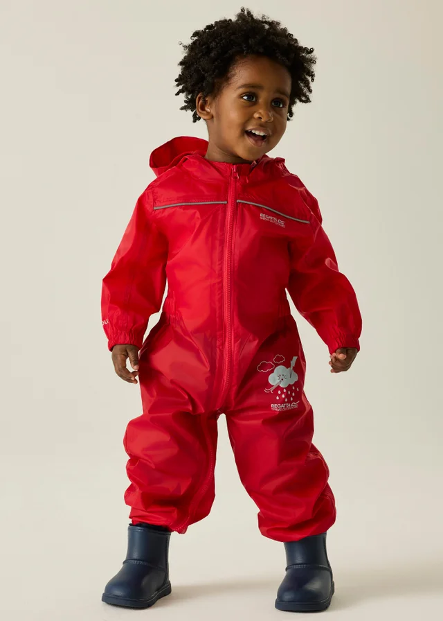 Regatta Pepper Kids Puddle IV Ruby Waterproof Breathable Isolite Rainsuit (6 Months - 6 Years)