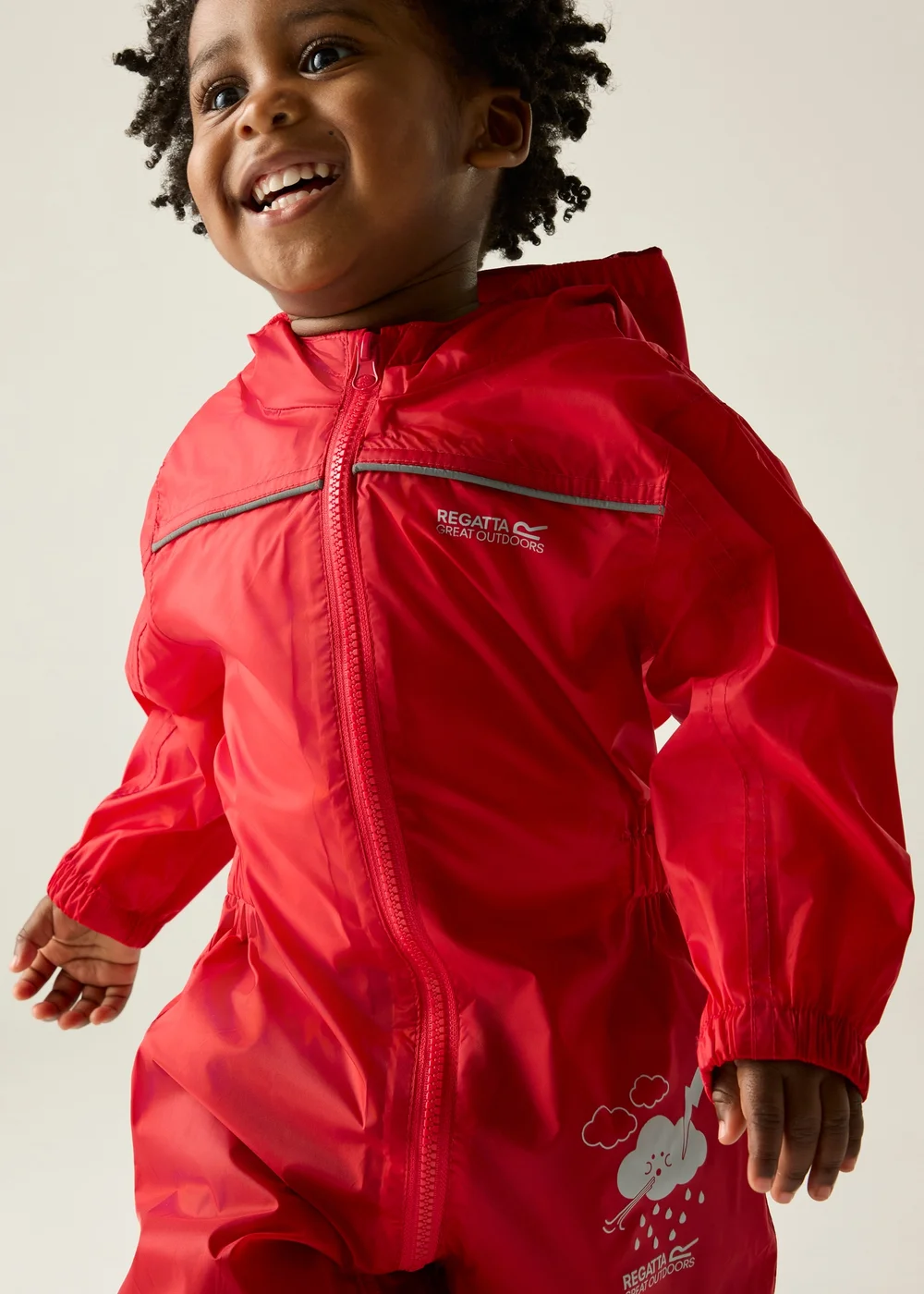Regatta Pepper Kids Puddle IV Ruby Waterproof Breathable Isolite Rainsuit (6 Months - 6 Years) - 4-5 Yrs Image 5