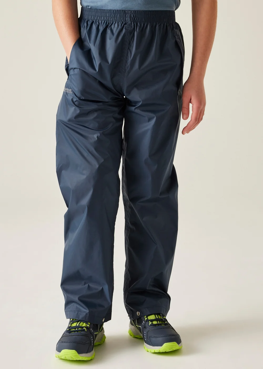 Regatta Dark Blue Kids Pack It Waterproof Breathable Isolite Overtrousers - Age 7-8 Years Image 1