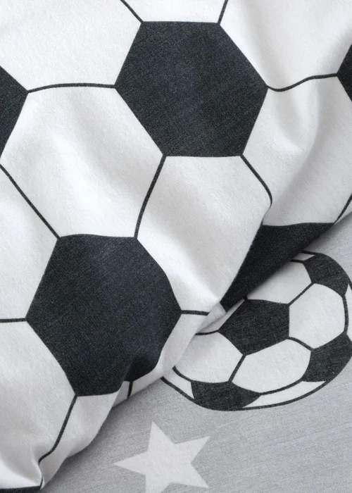 Catherine Lansfield Grey Brushed Cotton Football Stars Reversible Duvet Cover Set - Junior Image 4