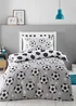 Catherine Lansfield Grey Brushed Cotton Football Stars Reversible Duvet Cover Set - Junior Image 1
