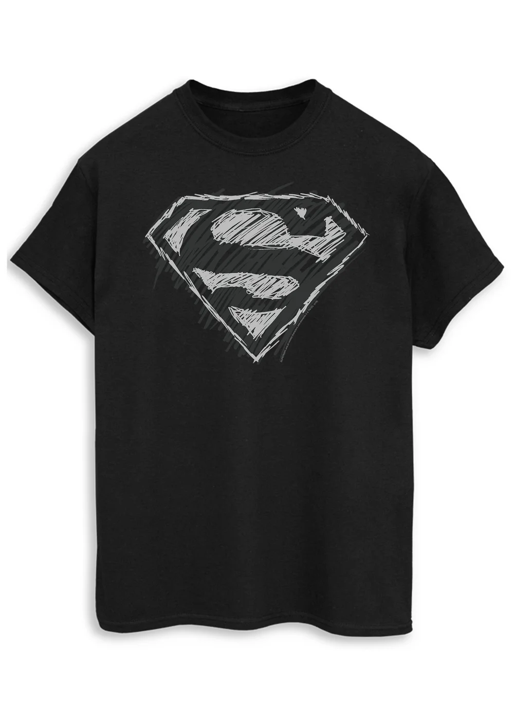 Spiral Galaxy DC Comics Superman Sketch Logo Black T-Shirt - Extra Large Image 1