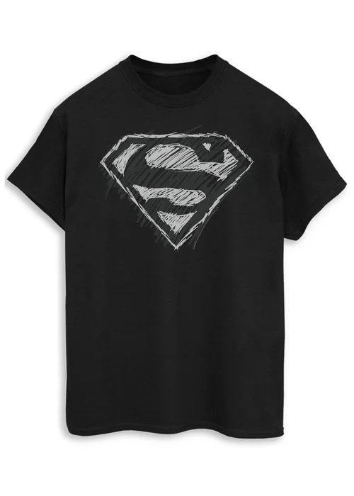 Spiral Galaxy DC Comics Superman Sketch Logo Black T-Shirt - Extra Large Image 1