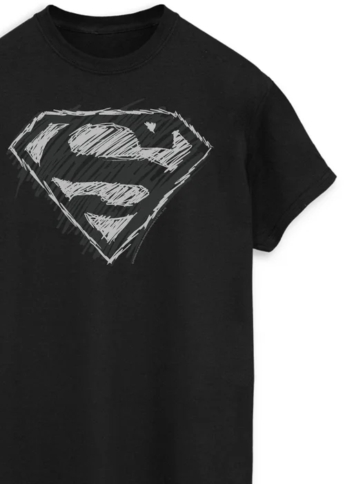 Spiral Galaxy DC Comics Superman Sketch Logo Black T-Shirt - Extra Large Image 2