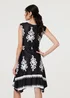 Izabel London Black & White Ikat Print Tie Front Knee Length Dress - 10 Image 3