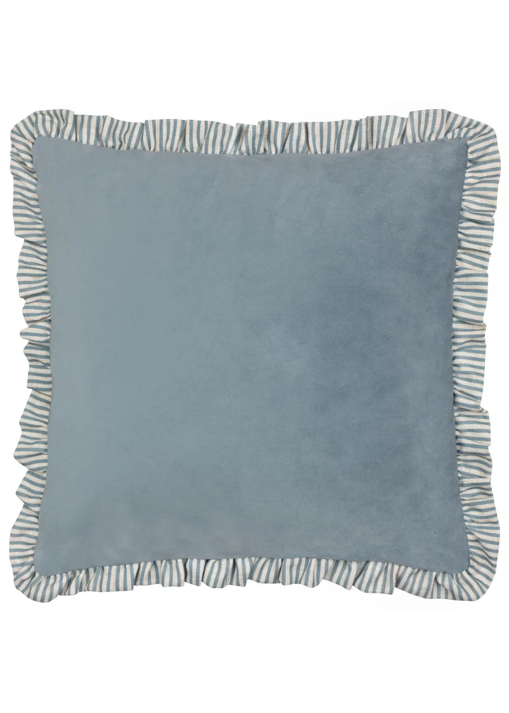 Wylder Solene Ruffle Matte Velvet Blue Cushion (45 x 45 x 8 cm) - One Size Image 1