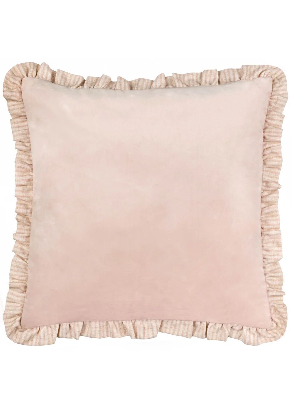 Wylder Solene Ruffle Matte Velvet Pink Cushion (45 x 45 x 8 cm) - One Size Image 1