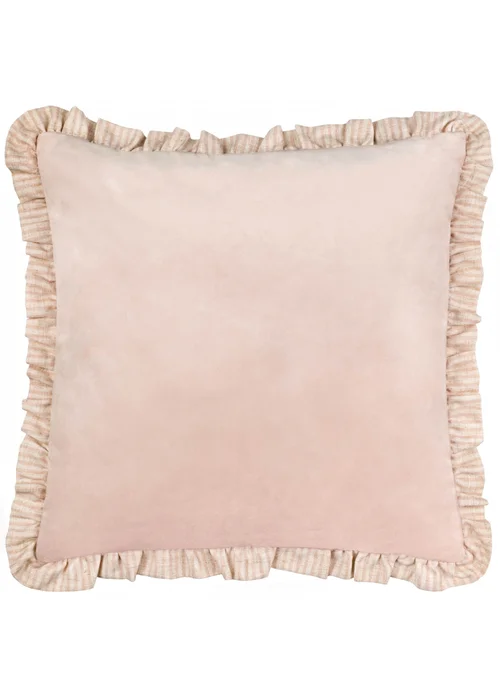 Wylder Solene Ruffle Matte Velvet Pink Cushion (45 x 45 x 8 cm) - One Size Image 1