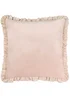 Wylder Solene Ruffle Matte Velvet Pink Cushion (45 x 45 x 8 cm) - One Size Image 1