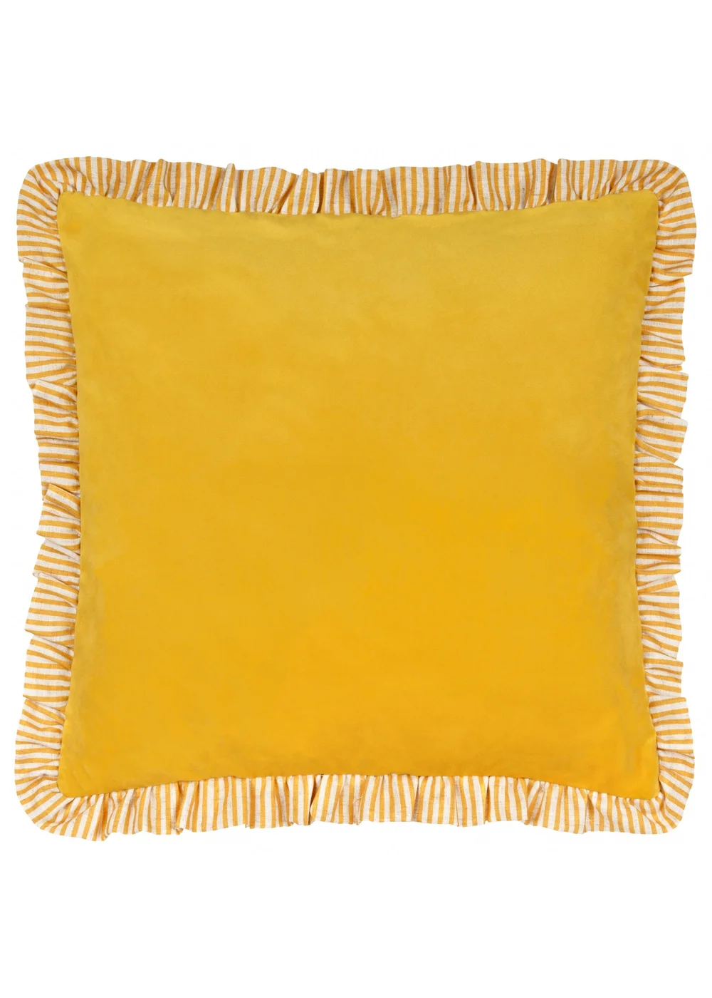 Wylder Solene Ruffle Matte Velvet Yellow Cushion (45 x 45 x 8 cm) - One Size Image 1
