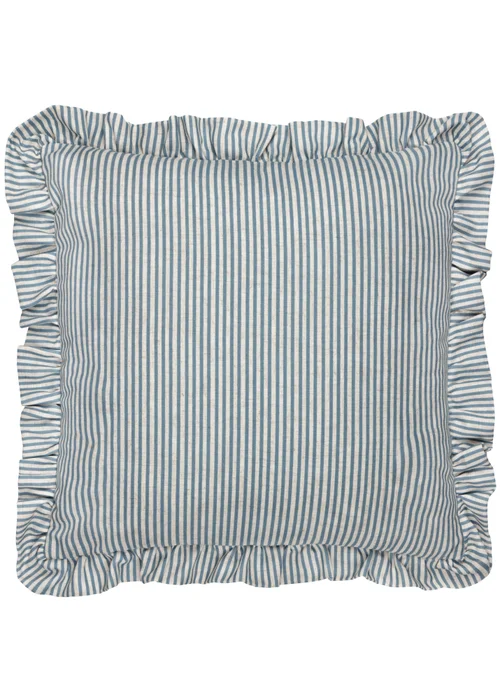 Wylder Martha Ruffle Embroidered Ruffle Blue Cushion (50 x 50 x 8 cm) - One Size Image 3