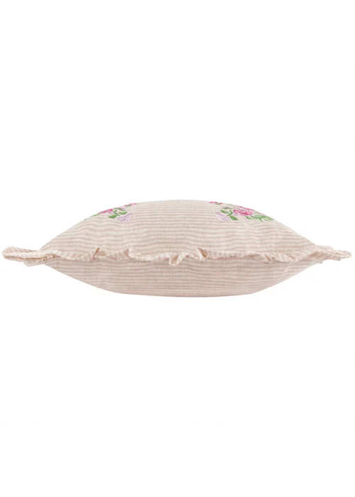 Wylder Martha Ruffle Embroidered Ruffle Pink Cushion (50 x 50 x 8 cm) - One Size Image 4