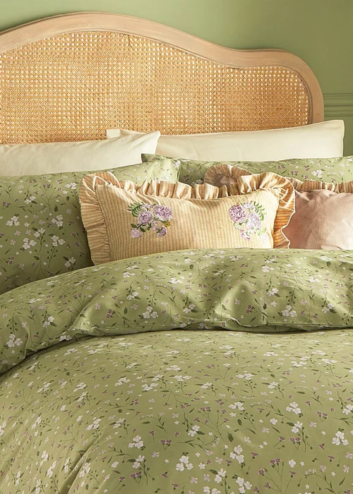 Wylder Martha Ruffle Embroidered Ruffle Yellow Cushion (50 x 50 x 8 cm) - One Size Image 6