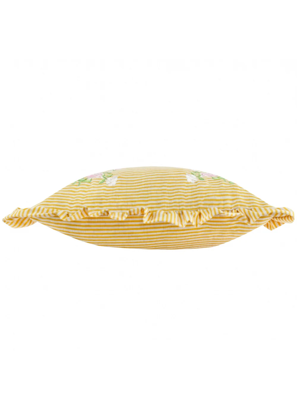 Wylder Martha Ruffle Embroidered Ruffle Yellow Cushion (50 x 50 x 8 cm) - One Size Image 4